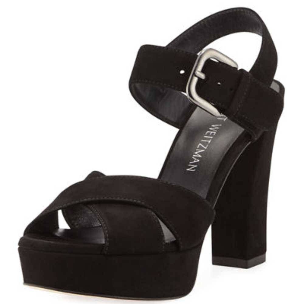 Stuart Weitzman Exhale Black Suede Platform Heel